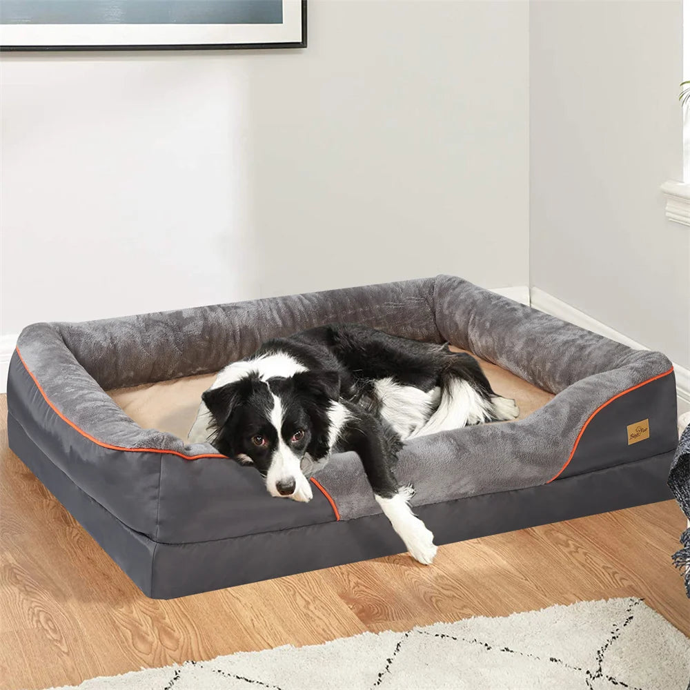 BORWARTCN Orthopedic Memory Foam Dog Bed With Removable Cover Waterproof