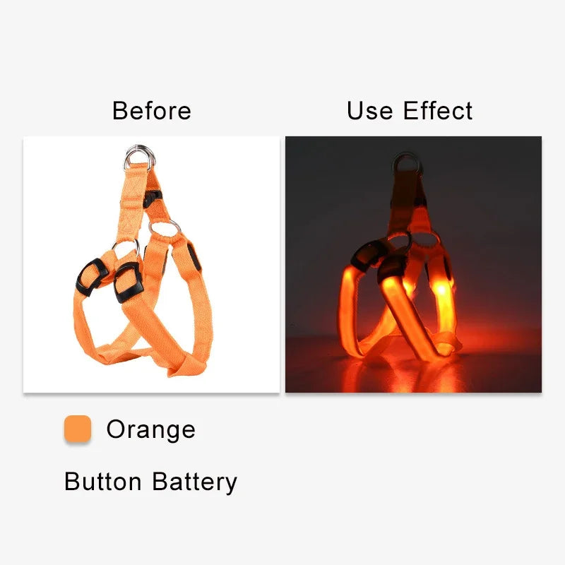 LED Dog Harness No Pull Adjustable Nylon Night Safety