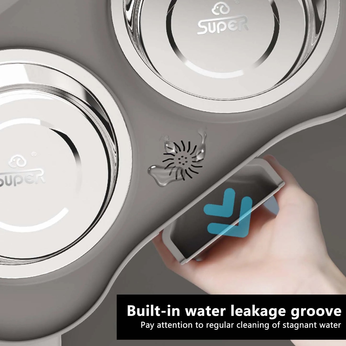 Raised Elevated Dog Feeder Stainless Steel Bowl Non Slip