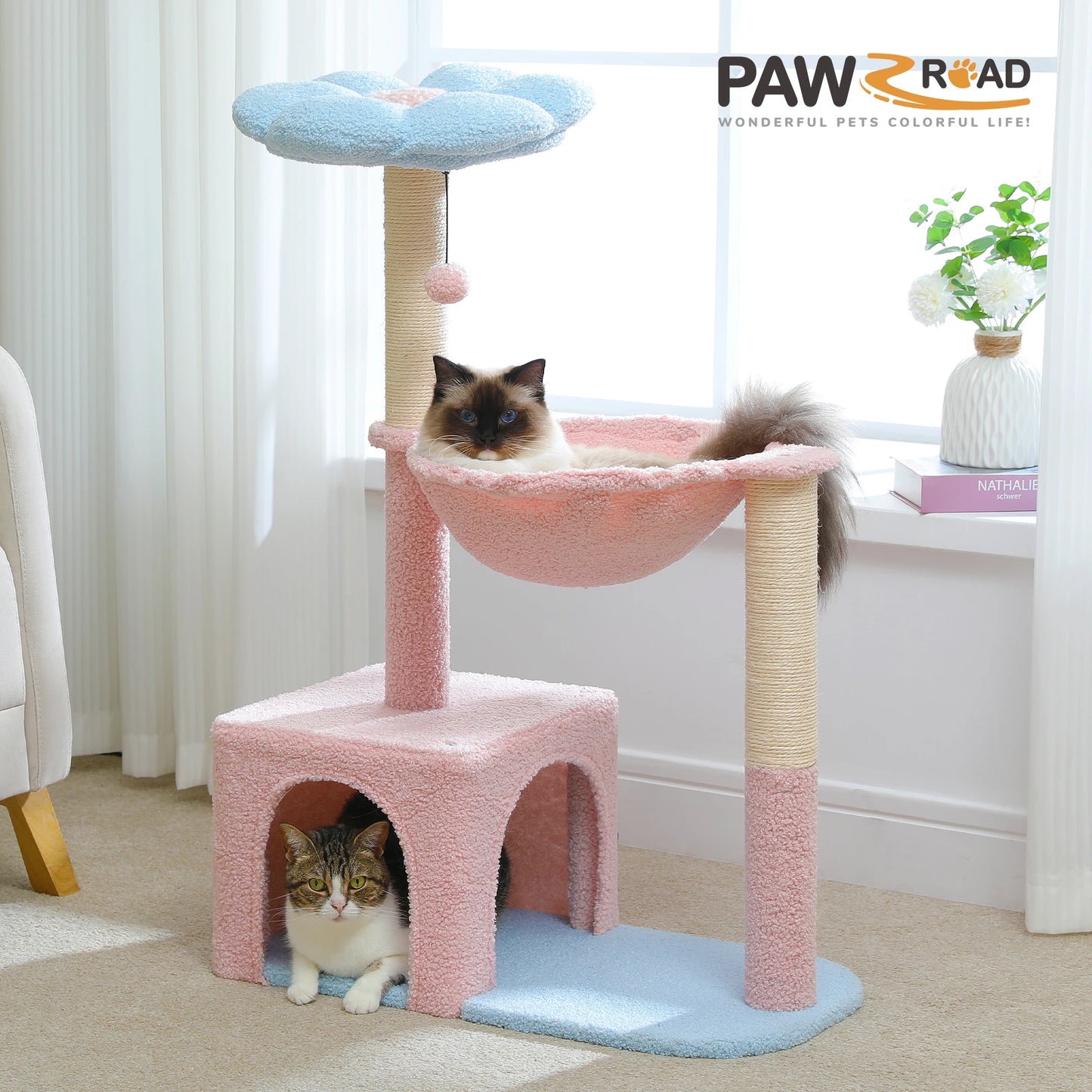 PETEPELACN Flower Cat Tree With Metal Frame And Hammock