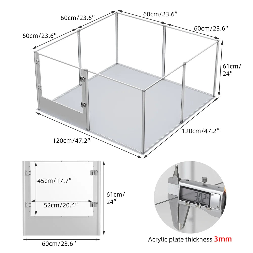 Borwarth Dog Playpen Acrylic Enclosure With Waterproof Pad