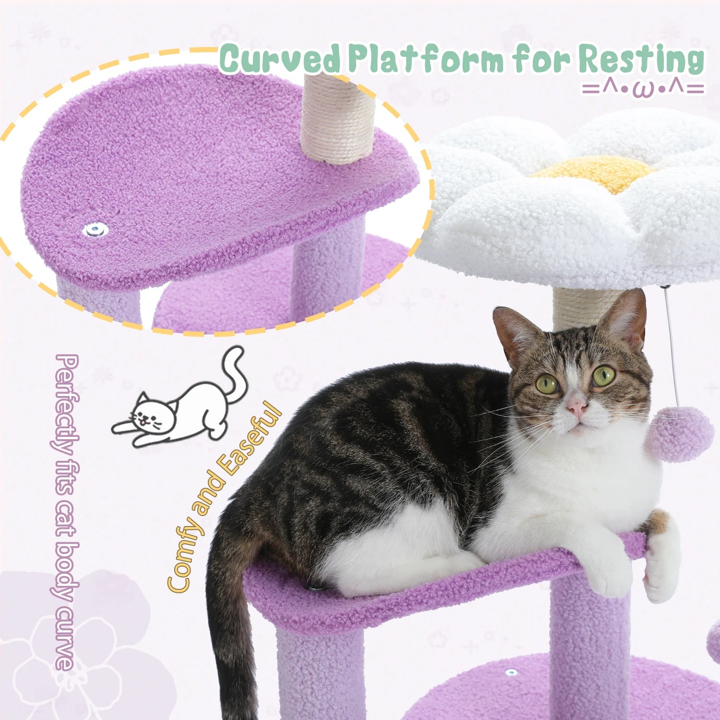 PEQULTICN Flower Cat Tree For Indoor Cats Three Tier