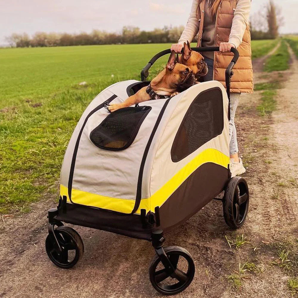 Premium Dog Stroller Pram 4 Wheel Foldable Travel Cart For All Breeds