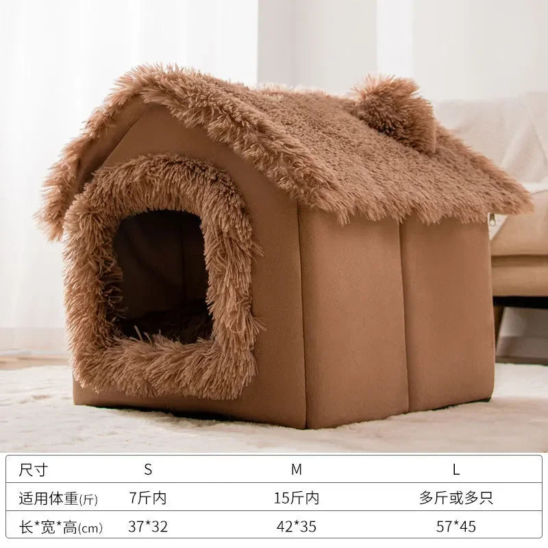 Indoor Soft Dog Kennel Bed With Removable Winter Warm Cover