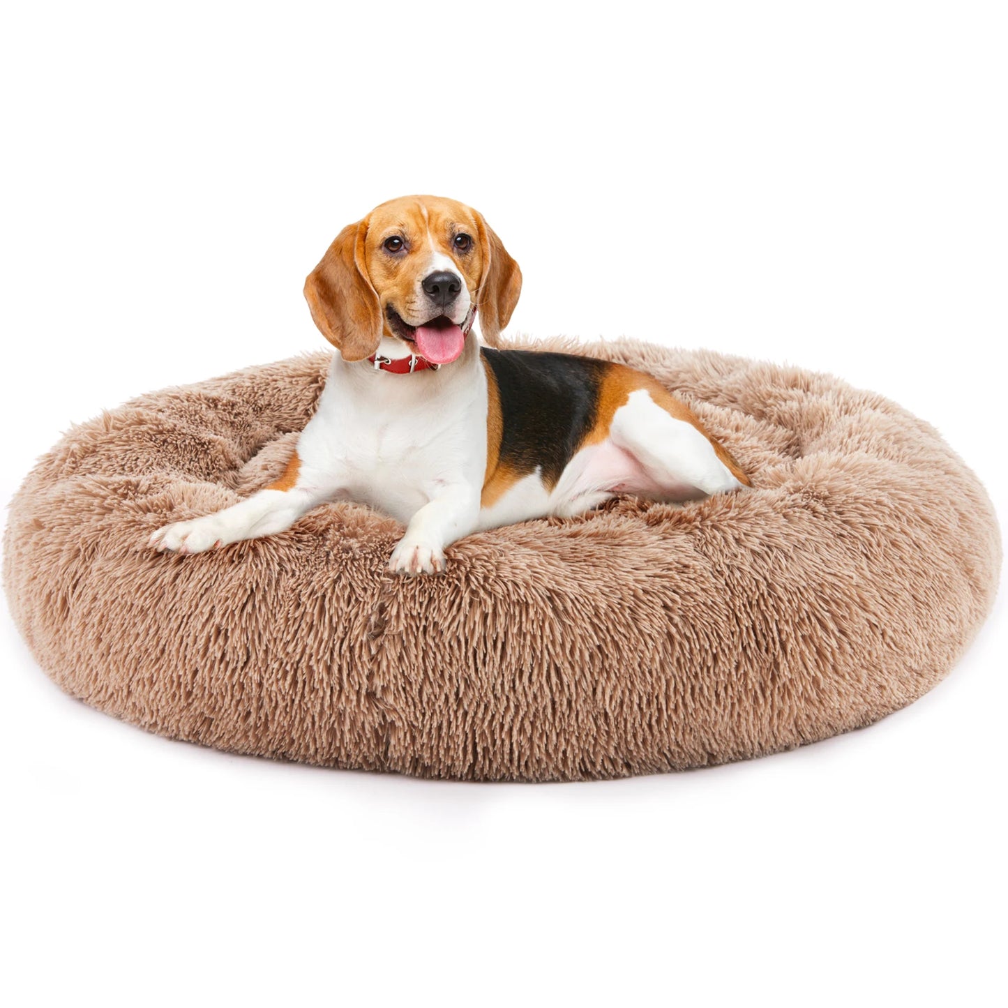 JHKCN Calming Dog Bed Plush Faux Fur Round Anti Slip Washable