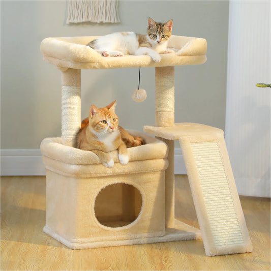 PEQULTICN Safe and Stable Cat Tree Three Tier With Cozy Top Perch