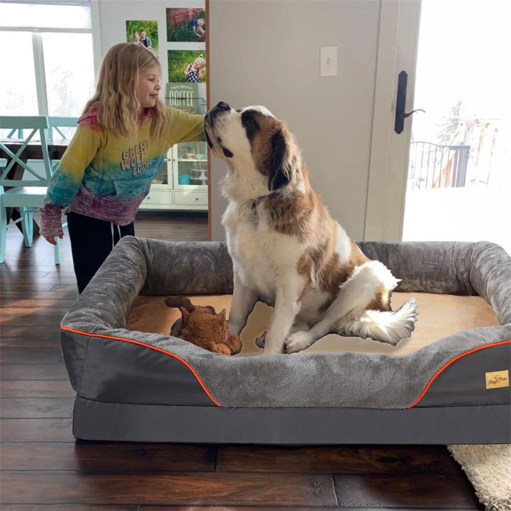 BORWARTCN Orthopedic Memory Foam Dog Bed With Removable Cover Waterproof