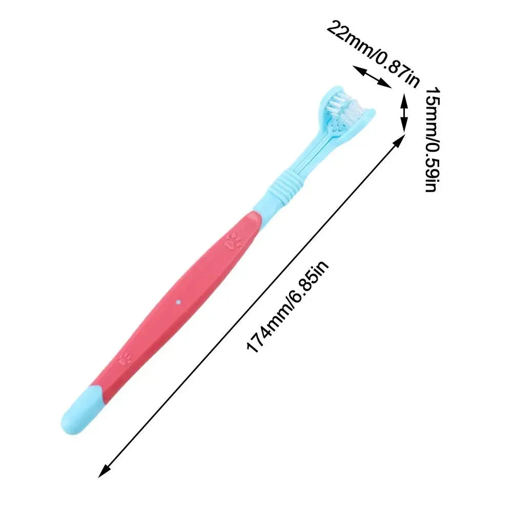Pet Three Head Toothbrush For Dogs And Cats Oral Care