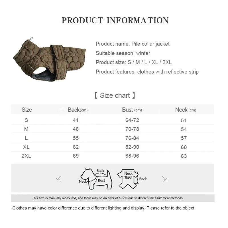 Winter Reflective Snowsuit For Large Breed Dogs Down Jacket Parka