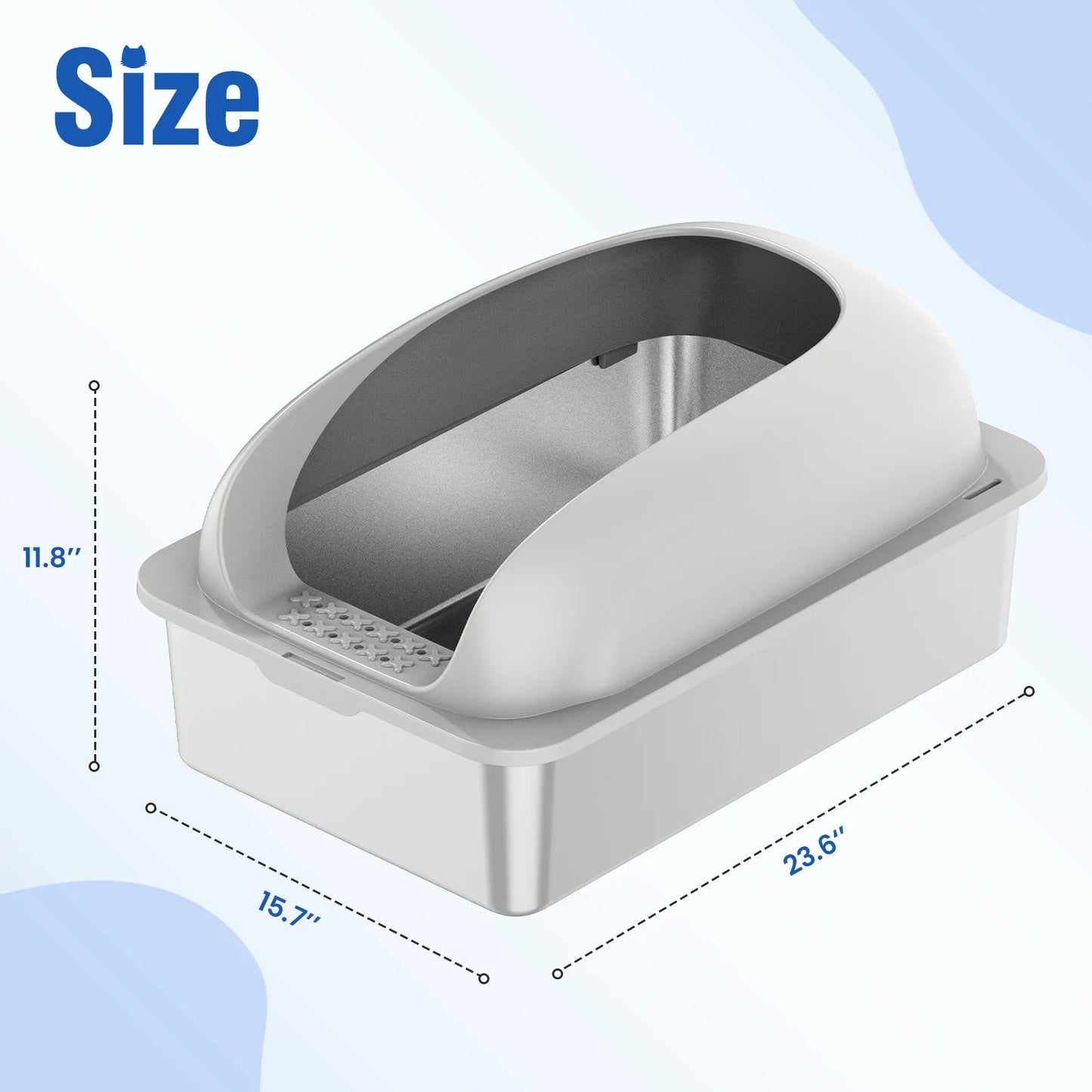 JHK Stainless Steel Cat Litter Box With Lid Anti Urine Leakage