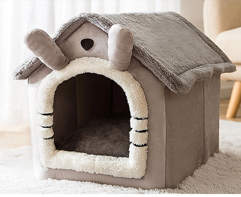 Indoor Soft Dog Kennel Bed With Removable Winter Warm Cover
