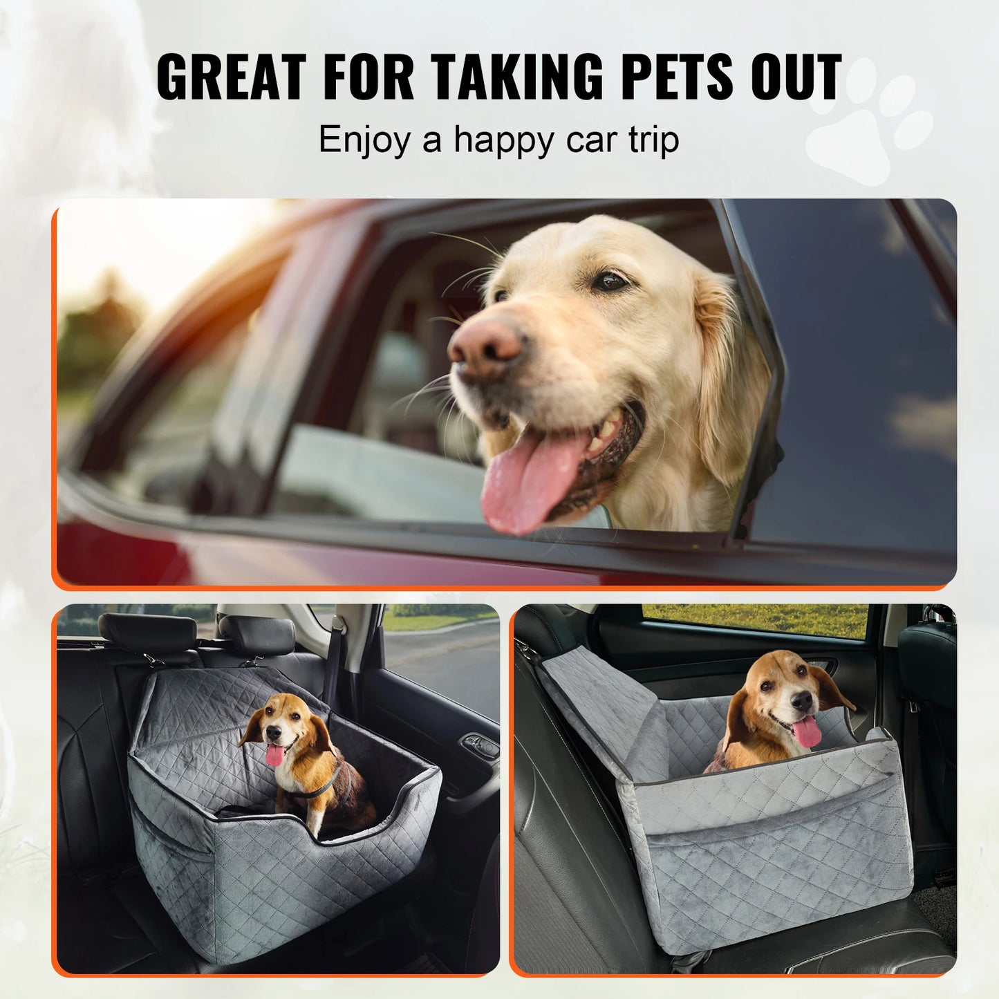 SucceBuy Dog Car Seat Booster With Storage Pocket For Cars