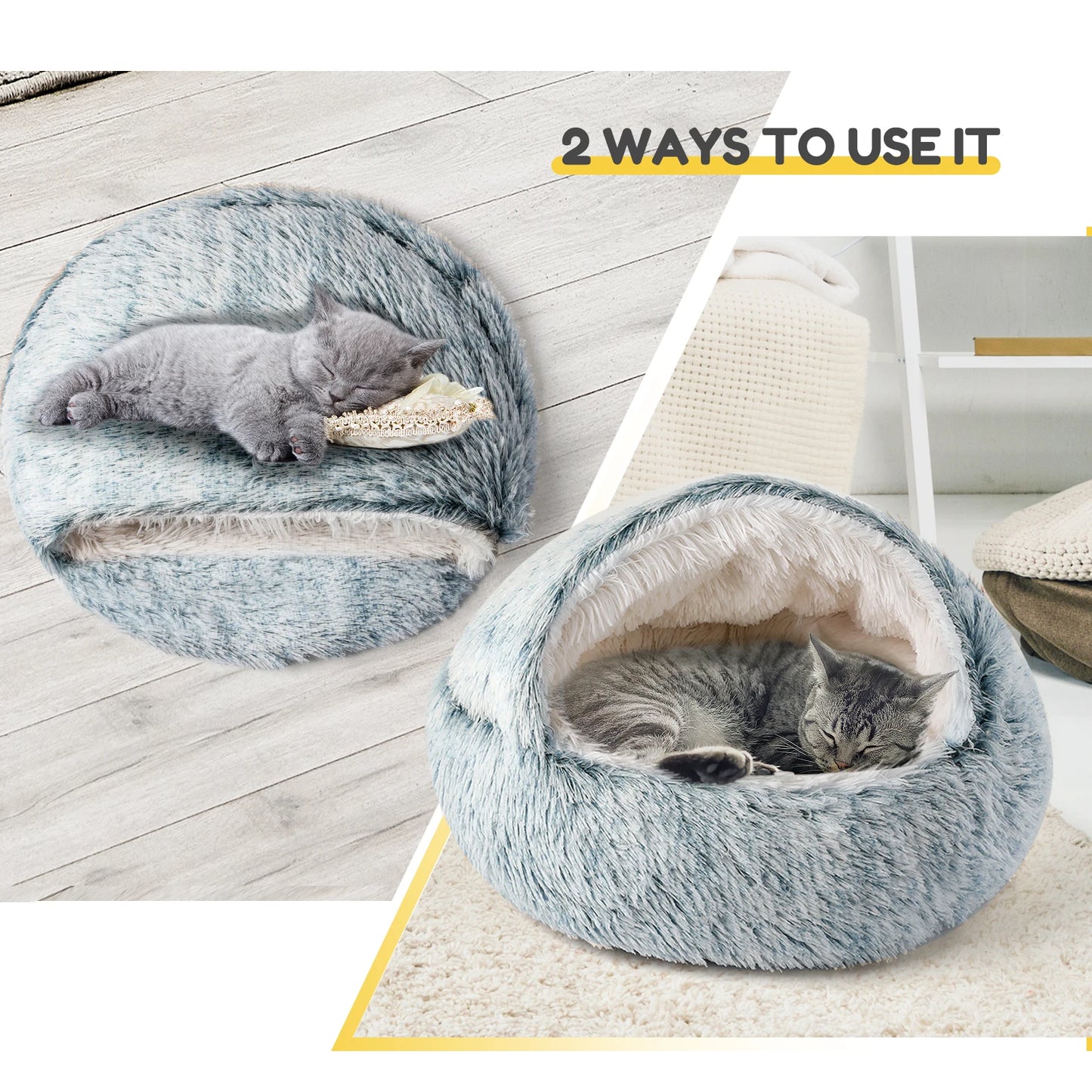 Cat Bed Nest Soft Semi Enclosed Indoor Pet House Rest