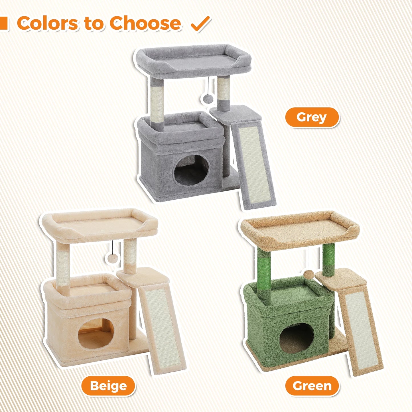 PEQULTICN Safe and Stable Cat Tree Three Tier With Cozy Top Perch