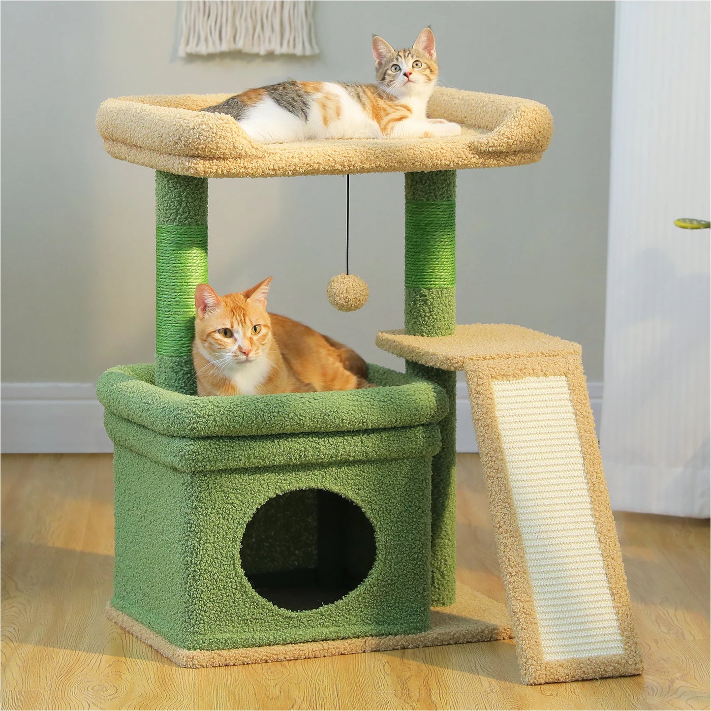 PEQULTICN Safe and Stable Cat Tree Three Tier With Cozy Top Perch
