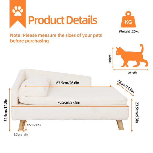 BORWARTCN Elevated Dog Sofa Bed With Backrest And Wooden Legs