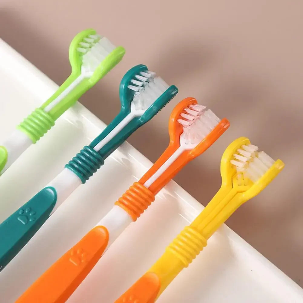 Pet Three Head Toothbrush For Dogs And Cats Oral Care