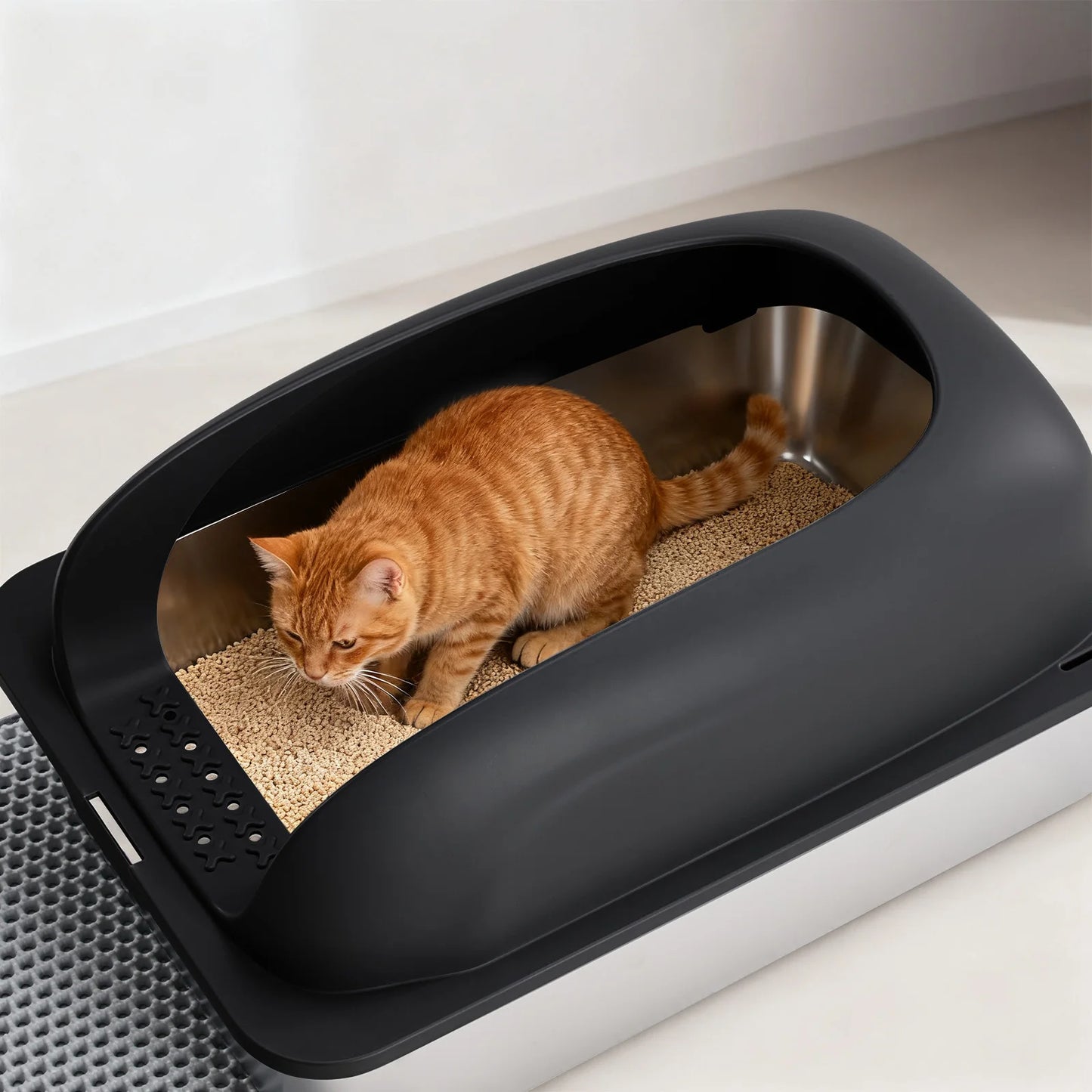 JHK Stainless Steel Cat Litter Box With Lid Anti Urine Leakage