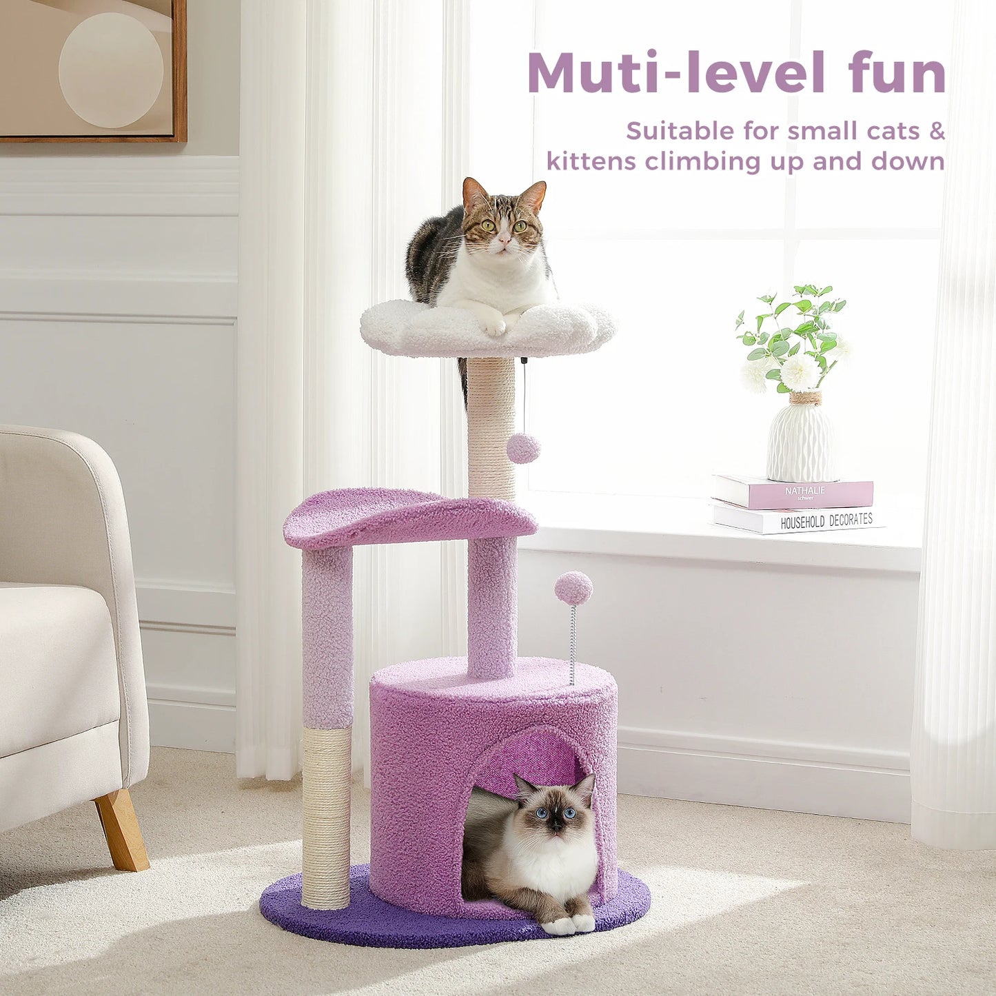 PEQULTICN Flower Cat Tree For Indoor Cats Three Tier