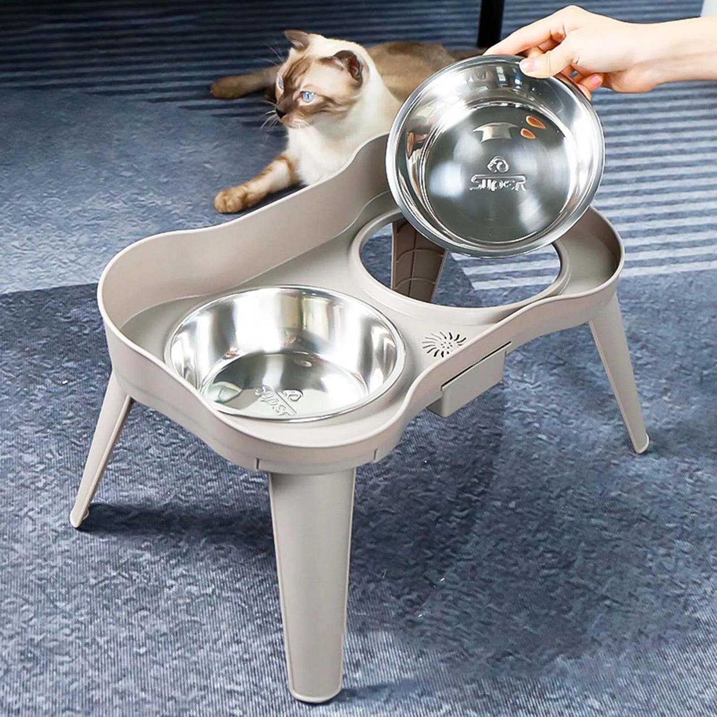 Raised Elevated Dog Feeder Stainless Steel Bowl Non Slip