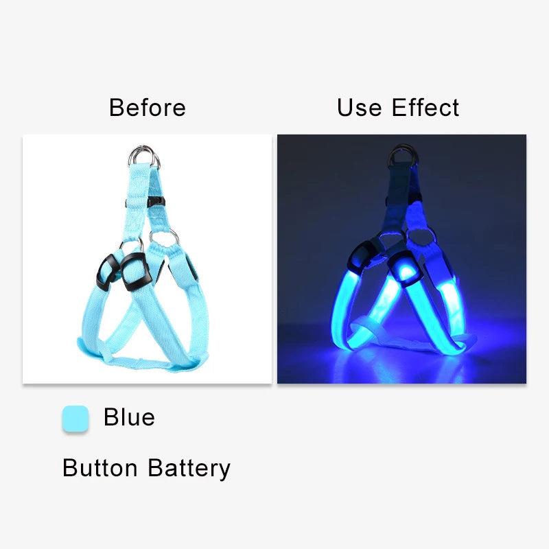 LED Dog Harness No Pull Adjustable Nylon Night Safety