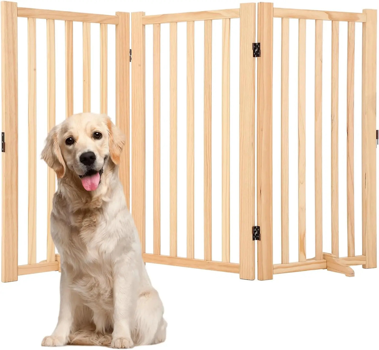 HiMISS Freestanding Wooden Dog Gate Indoor Expandable Pet Fence For Doorways