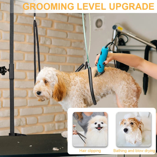 Alloet Dog Shower Stand Adjustable Grooming Table With Restraint Rope