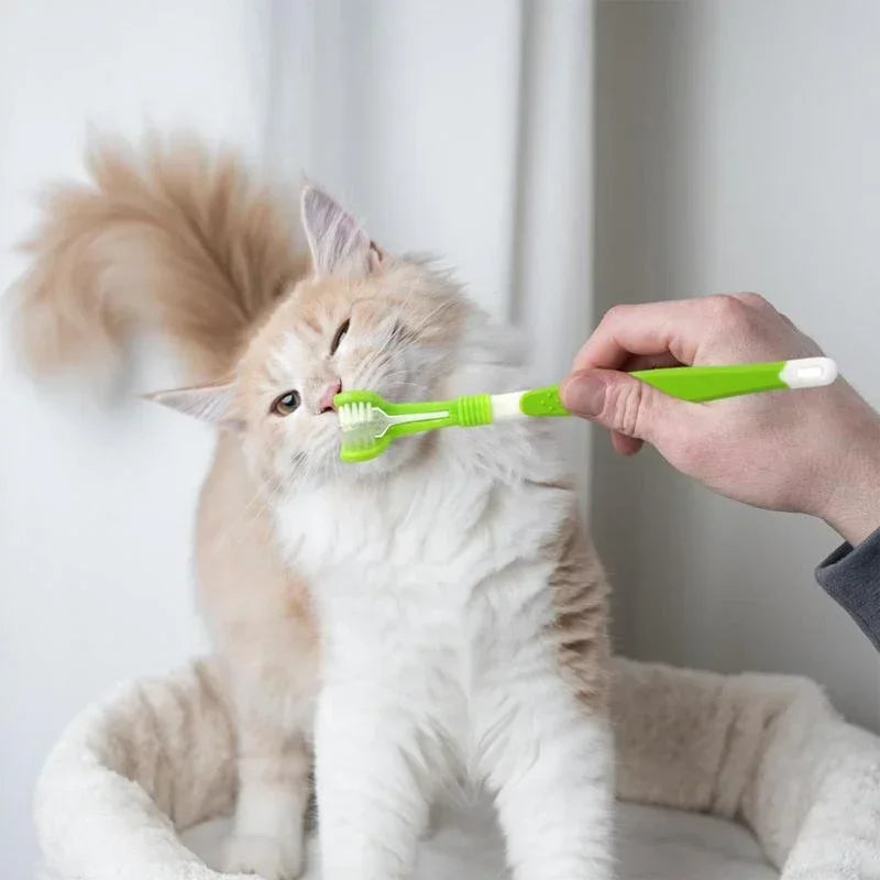Hign-Concerned Three-Sided Pet Toothbrush For Dog And Cat