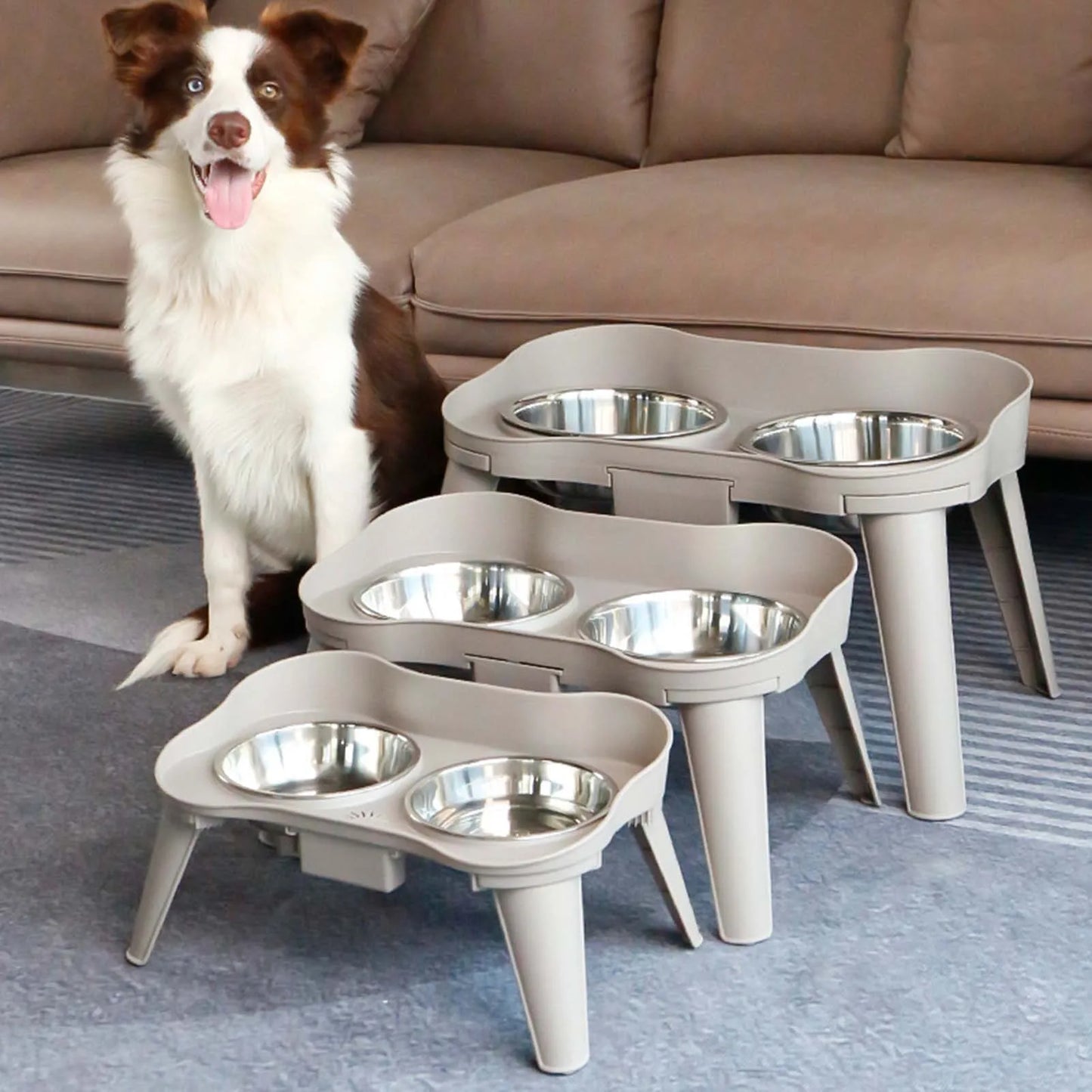 Raised Elevated Dog Feeder Stainless Steel Bowl Non Slip