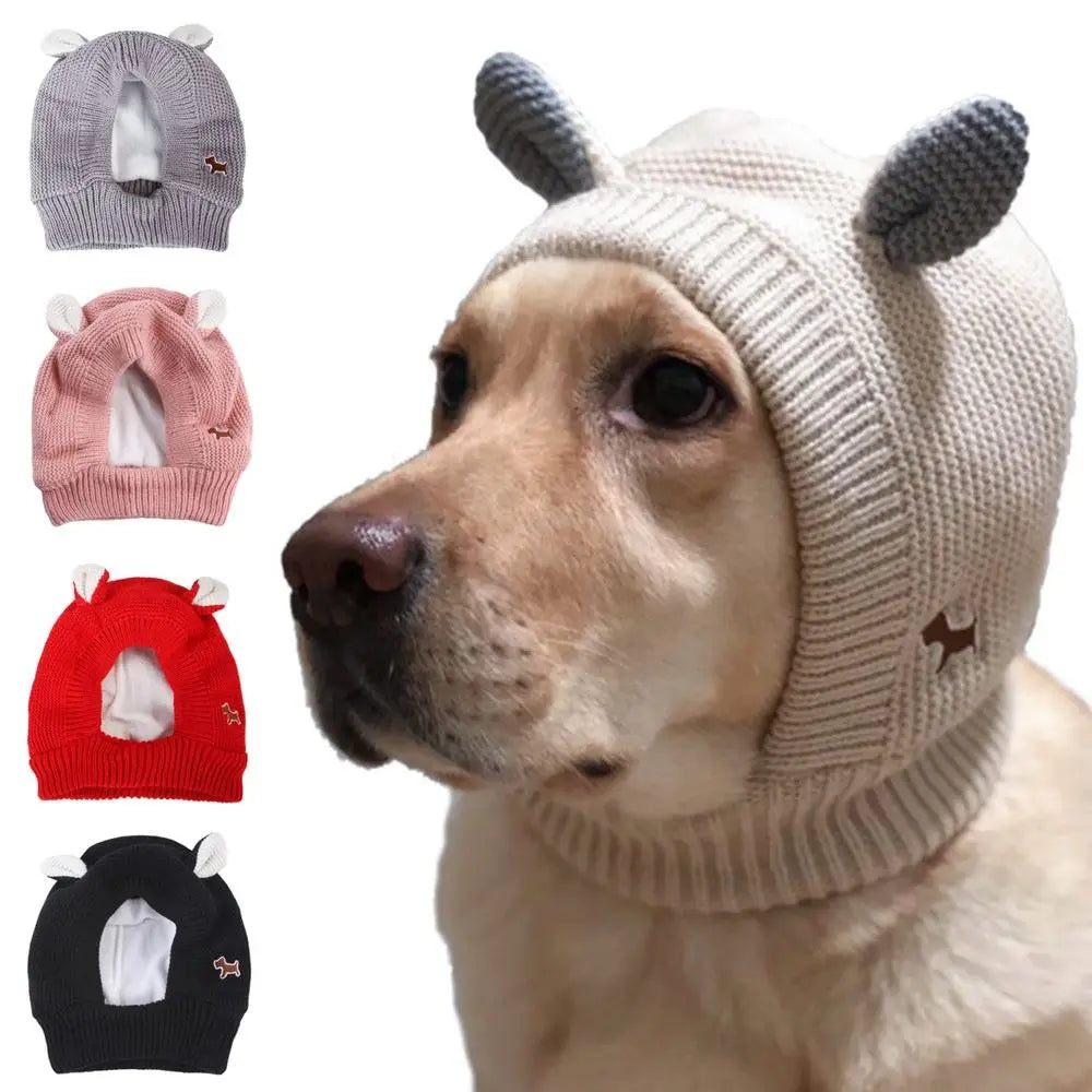 Quiet Dog Ear Muffs Noise Protection Knitted Hat Anxiety Relief