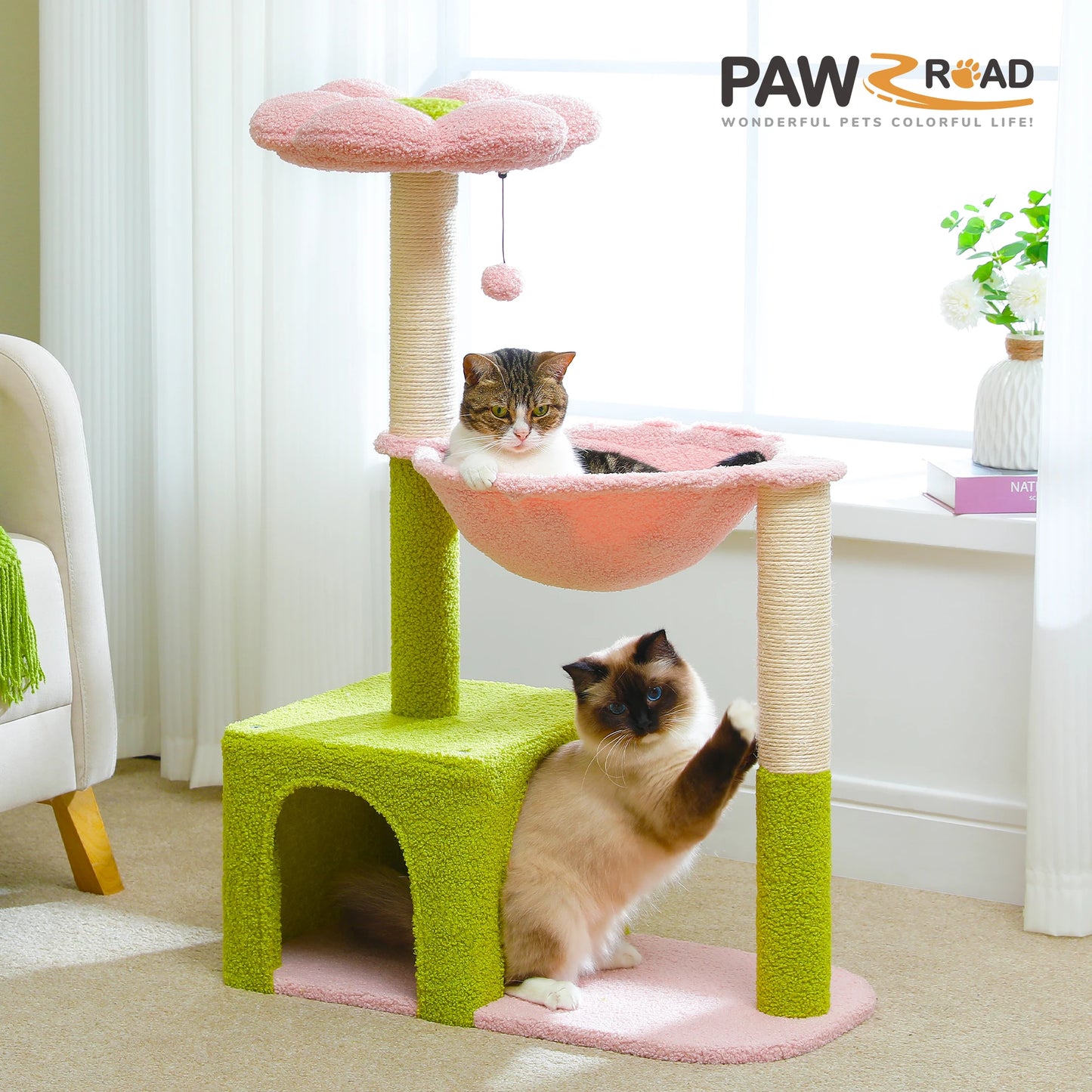 PETEPELACN Flower Cat Tree With Metal Frame And Hammock