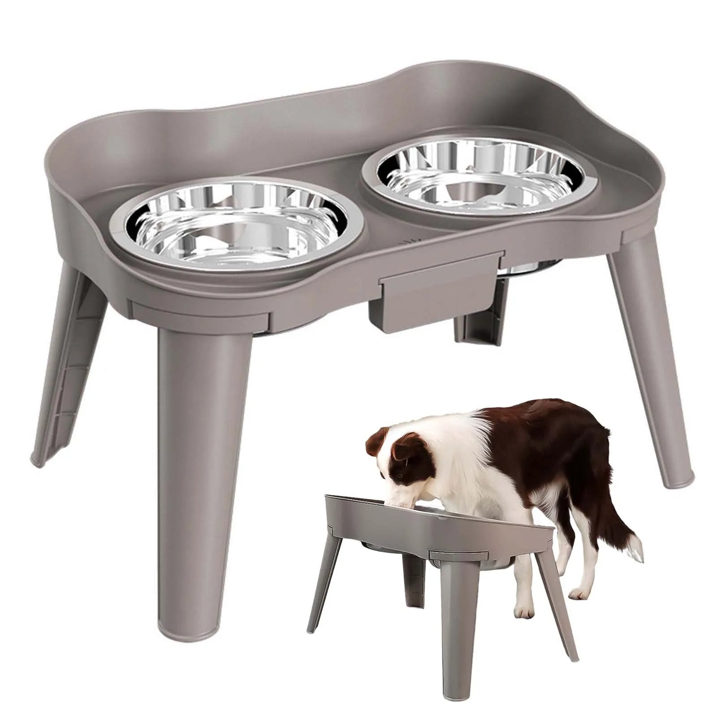 Raised Elevated Dog Feeder Stainless Steel Bowl Non Slip
